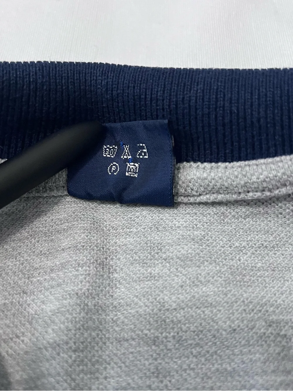 Vintage Polo Ralph Lauren Flag Patch Polo Gray Navy Collar M Preppy Old Money